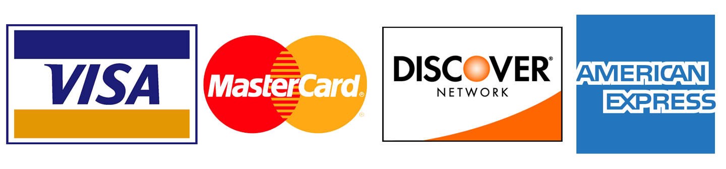 Visa, Master Card, Discover, American Express